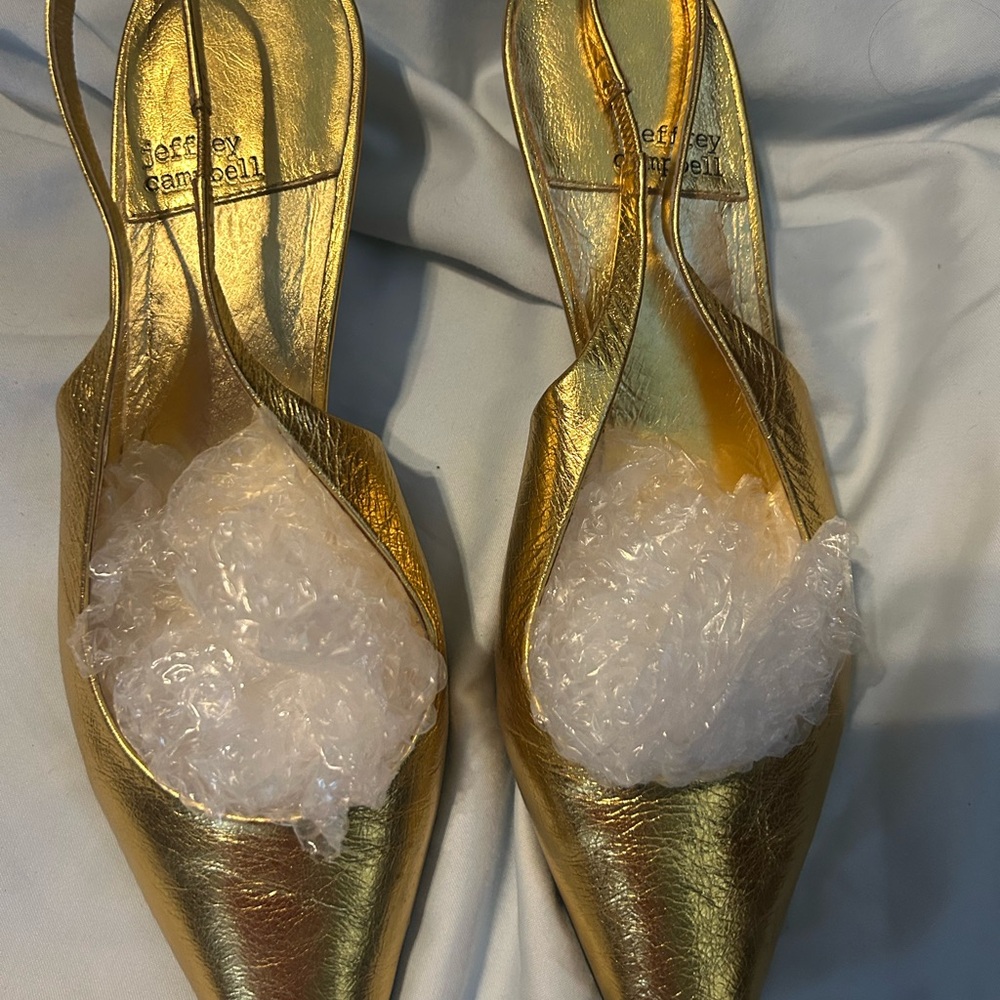 Jeffrey Campbell Gold Slingback Heels